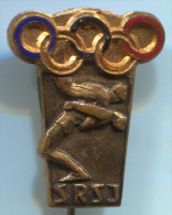 OLYMPIC / OLYMPIADE - Wrestling Federation Yugoslavia, Enamel, Vintage Pin, Badge - Lutte