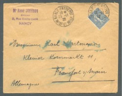1922 FRANCE TO GERMANY SEALED COVER USED - Standard- Und TSC-Briefe (vor 1995)