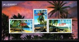 Mayotte MNH Scott #129 Souvenir Sheet Of 3 Different Island Scenes With Pirogues (boats) - Other (Sea)