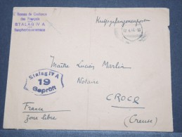 FRANCE - Rare Env De "l´homme De Confiance Des Français Du Stalag IV A" Pour La Creuse - Avril 1944 - A Voir - P17132 - Cartas