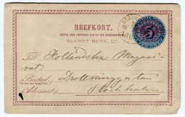 Suède - Entier Postal De Stockholm  En 1886  Référence 490 - Interi Postali