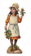 CHROMO  DECOUPI GAUFFRES   BESNIER - PETITE FILLE ET BOUQUET DE TOURNESOL - - Enfants