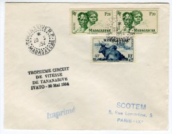 Griffe " Troisième Circuit De Vitesse De Tananarive Ivato 30 Mai 1954 " Sur Enveloppe Référence 504 - Storia Postale