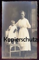 ALTE FOTO POSTKARTE MUTTER & KIND TEDDYBÄR ATELIER GIEGERICH NIEDER INGELHEIM Mother Child Enfant Fille Teddy Bär - Ingelheim