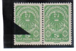 PLF434 ÖSTERREICH 1919 Michl 256 ** PLATTENFEHLER FARBFLECK Neben 5 Im PAAR Mit Normaler MARKE Siehe ABBILDUNG - Abarten & Kuriositäten