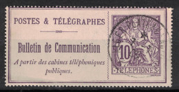 OBLITERATION Algérie PLATEAU SAULIERE / ALGER Sur TIMBRE TELEPHONE N° 22 10c Violet (sans Fond De Sureté) - Telegrafi E Telefoni