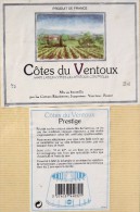 ETIQUETTE De VIN " CÔTES Du VENTOUX " - Prestige 12° - Décollée Bon Etat  - - Côtes Du Ventoux