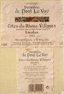 ETIQUETTE De VIN " CÔTES Du RHÔNE VILLAGES 2002  " - Domaine De Pont Le Voy - Laudun 12,5° - Décollée Bon Etat  - - Côtes Du Rhône