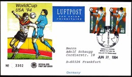 USA Germany Station Dallas 1994 Soccer Football World Cup USA 1994 Air Mail - 1994 – États-Unis