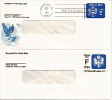 Official Mail (United States Department Of The Treasury) 2 Entiers Postaux Officiels Du Bureau. - 1981-00