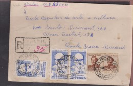 O) 1967 BRAZIL, VISIT OF THE PRESIDENT OF ISRAEL ZALMAN SHAZAR, KING JUAN IV, JUDAICA MULTIPLE, REGISTERED, TO PONTA GRO - Lettres & Documents