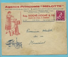 724N (-10%locale Opdruk) Op Geillustreerde Brief Met Stempel ESNEUX, Hoofding "Machines Agricoles CORMICK/ MELOTTE  (VK) - 1946 -10%