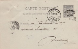 Yvert 89 CP4 Repiquage Gare De Bordeaux Bastide 1894 Pour EV - Trous D'épingle - Cartes Postales Repiquages (avant 1995)