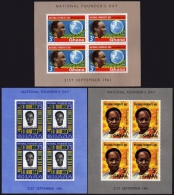 Ghana, 1961, Founders Day, MNH Imperforated Sheets, Michel Block 3-5 - Ghana (1957-...)