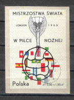POLAND, 1966,  Football World Cup, Soccer, Miniature Sheet,  FINE USED - 1966 – Angleterre