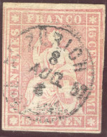 Heimat ZHs Zürich 1 1859-08-08 Vollstempel Auf Strubel Zu#24G Gut Geschnitten - Used Stamps