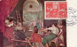 1938 - Espagne - CM - Tableau De Vélasquez "Les Fileuses" - Timbre De Bienfaisance (Yvert N°63) - Maximumkarten