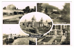 RB 1085 -  Real Photo Multiview Postcard Belfast Antrim Ireland - Botanic Gardens & Donegall Quay - Antrim