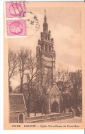 Timbre-Cérès De Mazelin YT 679-paire Horizontale-1947-sur Carte Postale De Roscoff Eglise Notre-Dame De Croaz-Batz - 1945-47 Ceres (Mazelin)