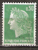 Timbre France Y&T N°1536A (12) Obl  Marianne De Cheffer.  0 F.30 Vert. Cote 0,15 € - 1967-1970 Marianne Of Cheffer