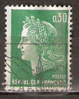 Timbre France Y&T N°1536A (13) Obl  Marianne De Cheffer.  0 F.30 Vert. Cote 0,15 € - 1967-1970 Marianne De Cheffer