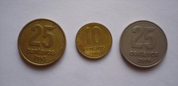 ARGENTINE - 2 Pièces De 25 Centavos 1993 Et 1996  Et 1 Pièce De 10 Centavos 2008 - Argentina