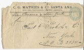 1888 - SALVADOR - ENVELOPPE ENTIER Avec REPIQUAGE PRIVE De  SANTA ANA Pour NEW YORK (USA) - RARE - Salvador