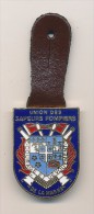 Bel Insigne Union Des Sapeurs Pompiers De La Marne Sur Cuir - Pompiers