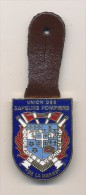 Bel Insigne Union Des Sapeurs Pompiers De La Marne Sur Cuir - Feuerwehr