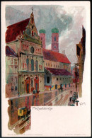 1547 - Ohne Porto - Alte Litho Künstler Ansichtskarte München MichaelsKirche Kirche - Kley TOP - Kley