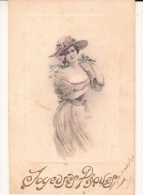 Joyeuses Paques 1909 (femme Au Chapeau à Fleurs) - Ostern
