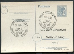 Postkarte P962/06 ZUDRUCK Zirkenbach Halle Sost. EINHEIT DEUTSCHLANDS Treffurt 1948 Kat.5,00 € - Postal  Stationery