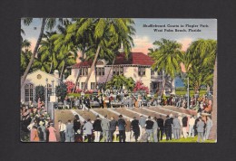 WEST PALM BEACH - FLORIDA - SHUFFLEBOARD COURTS IN FLAGLER PARK - LINEN CARD - ANIMATED - West Palm Beach