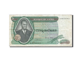 Billet, Zaïre, 5 Zaïres, 1971-1980, 1972-11-24, KM:20a, TTB - Zaire