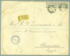 AT Levante Constantinopel 1903-04-21 R-Brief Nach Alexandria 4x2Piaster Selten - Oriente Austriaco