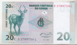 Congo , Democratic Republic ,20 Centimes 1997 Unc - République Démocratique Du Congo & Zaïre