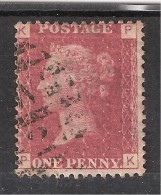 GB, Victoria, Yvert N° 26 , 1 Penny Rouge, Obl Planche / Plate 166   Obl  ,TB, - Usados