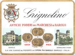 04930 "GRIGNOLINO - ANTICHI PODERI DEI MARCHESI DI BAROLO - BAROLO (CN)" ETICHETTA ORIGINALE - Vino Tinto