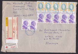 Turkey: Registered Cover Bayramoglu To Germany, 1999, 12 Stamps, R-label, Inflation: 850,000.- (damaged, See Scan) - Covers & Documents