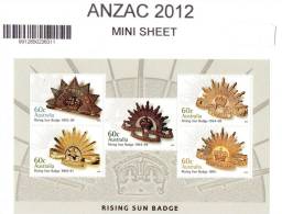 Australia 2012 ANZAC Rising Sun Minisheet MNH - Nuevos