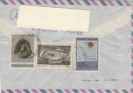 A3631 - 3 Valori Diversi GRECIA Su Busta Posta Aerea  VG Rodi-Torino - Storia Postale