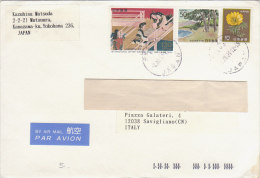 A3646 - GIAPPONE - JAPAN  3 Valori Diversi Su Busta Central Japan Railway Company  VG Tokyo-Savigliano 13-12-1994 - Storia Postale