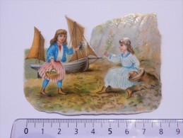 DECOUPIS ANCIEN JEU ENFANTS BATEAU A VOILE PLAGE GREVE - Children