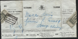 Télégramme Telegram Obl. Ch De Fer Spoorweg LODELINSART OUEST (le Bas GRATTE!) 1920 (740) - Telegramme