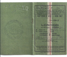 BILLET D'ALLER RETOUR -PARIS NORD TO LONDON 1947 - Europe