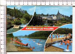 AMBRIERES LES VALLEES -  Le Château Et Le Barrage Sur La Mayenne - L´Eglise - Le Centre Nautique Et La Piscine - Ambrieres Les Vallees