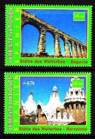 United Nations Vienna MNH Scott #279-#280 Set Of 2 World Heritage Spain: Aquaduct, Segovia, Guell Park, Barcelona - Ungebraucht