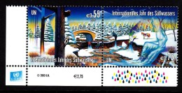 United Nations Vienna MNH Scott #334a Se-tenant Pair International Year Of Fresh Water: Woodpecker, Bridge, River, Horse - Neufs