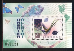 HUNGARY 1998 FAUNA American Animals COLIBRI IGUANA BUTTERFLY - Fine S/S MNH - Unused Stamps