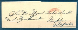 1853 , NAVARRA , MURUZABAL - TAFALLA , BAEZA EN ROJO DE PUENTE LA REINA - ...-1850 Prephilately